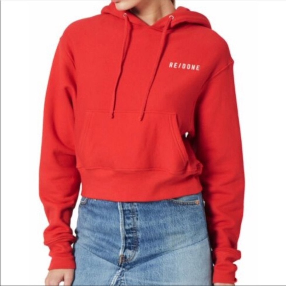 Re/done “The hard crop” hoodie red XS - Picture 2 of 4
